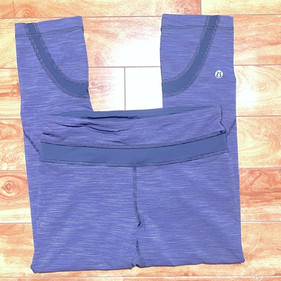 LULULEMON Run Pace Crop Pants Wee Are From Space Deep Indigo Navy Inkwell Sz 4 - Picture 4 of 6